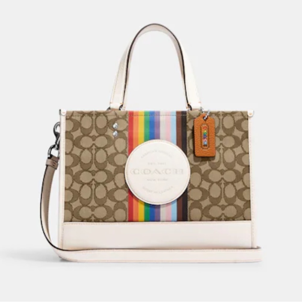 Dempsey Carryall In Signature Jacquard With Rainbow Stripe And Coach Patch